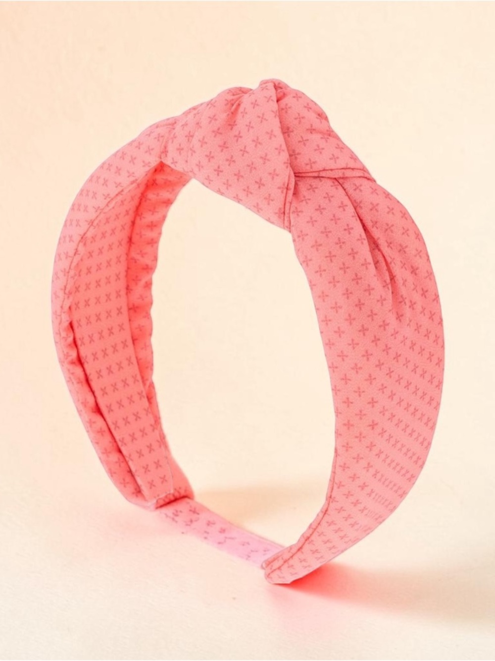New! Coral Pink Knotted Cross Print Headband (NWT)